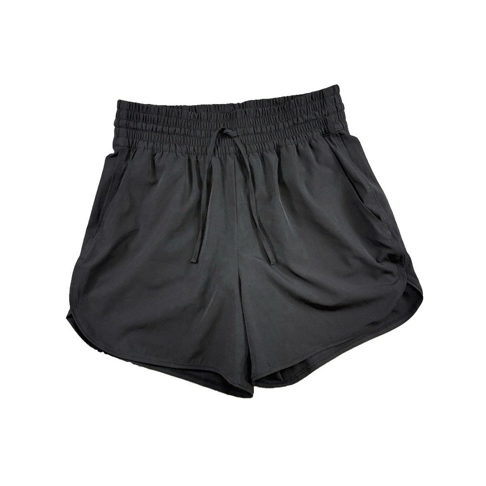 Lands' End Women's Black Lined Athletic Short Sz M Pockets Pull On Drawstring